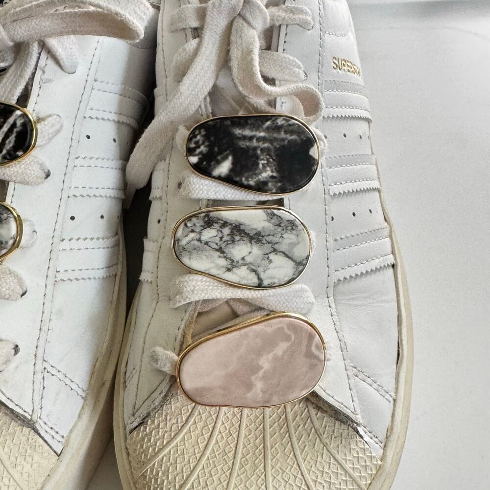 Adidas Superstar Bonega White Platform Sneakers Women’s 8 Marbled Stone Detail